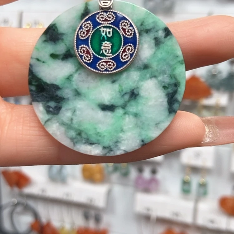 【闪购商品】翡翠耳饰银S925镶嵌平**乐耳饰