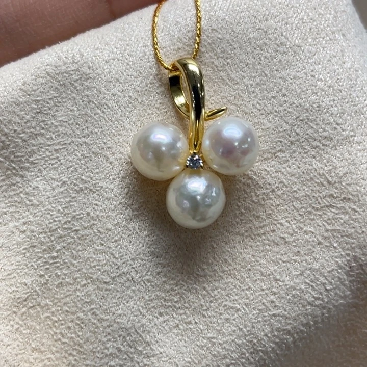 吊坠(不含链)银S925镶嵌海水珍珠7-8mm34号