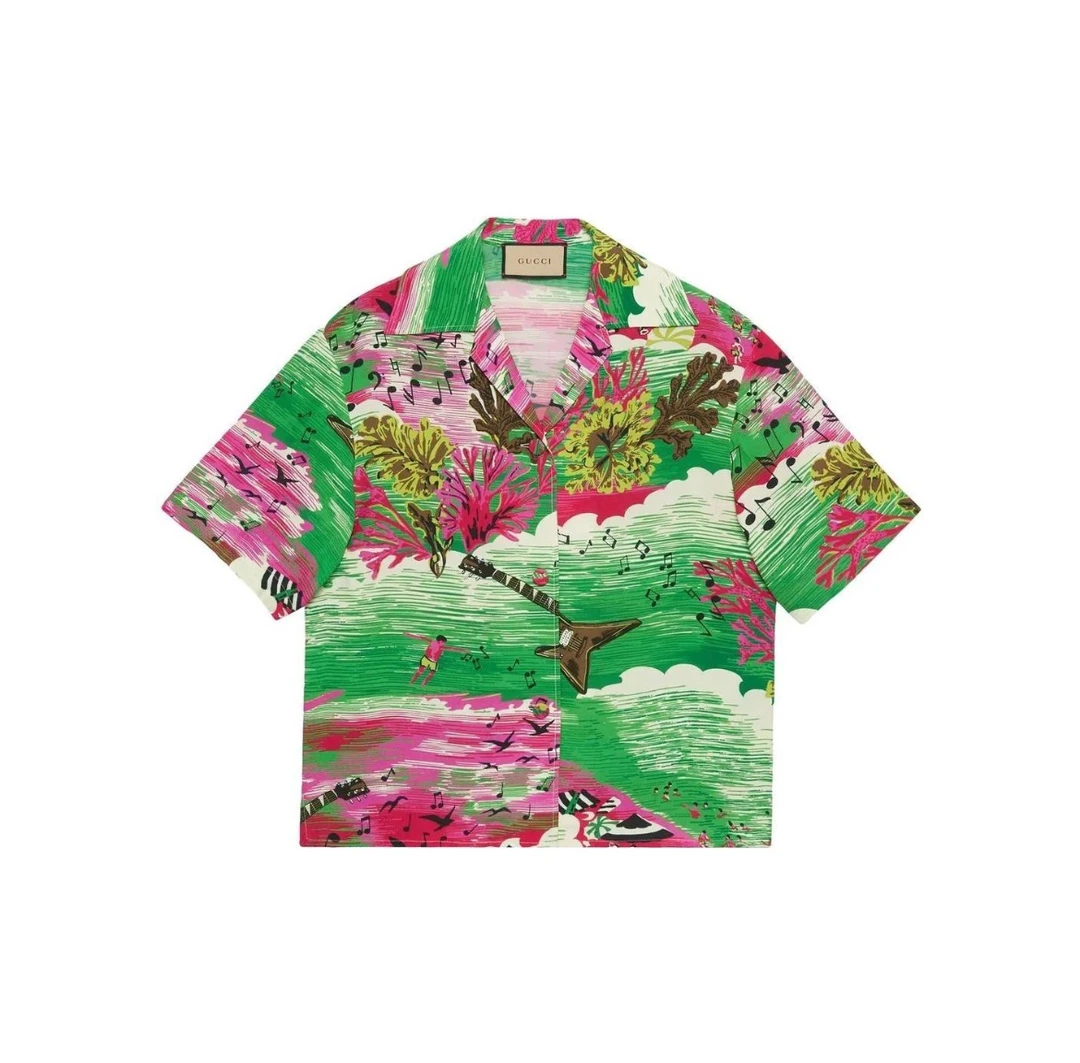 全新未使用 GUCCI/古驰 愛的进行曲系列 花卉印花短袖衬衫