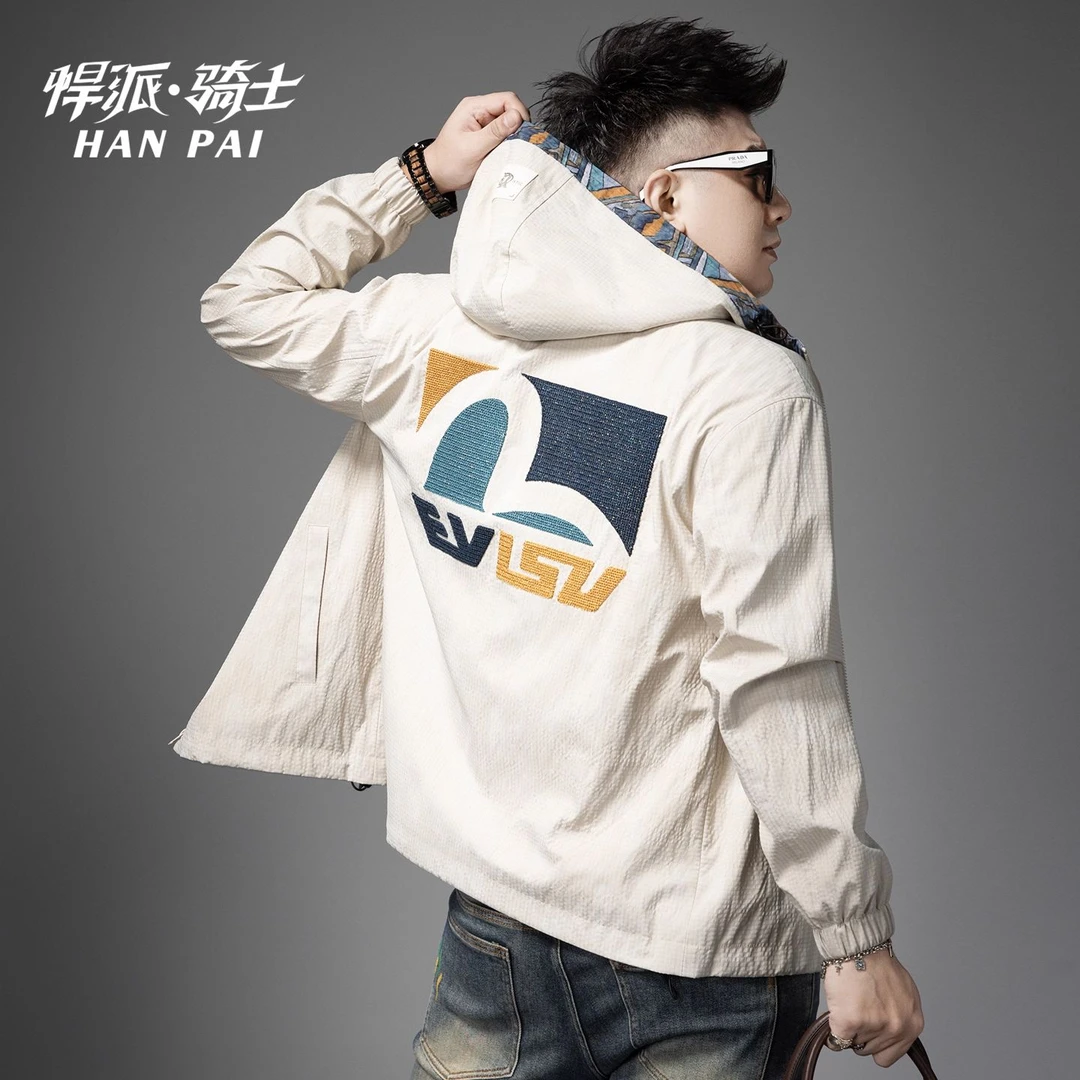 欧货男士高端2025新款秋季连帽外套潮牌轻奢休闲夹克男装新款痞帅