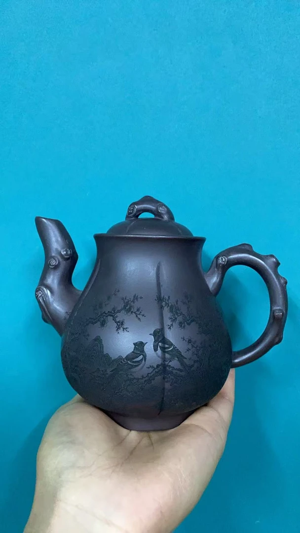 喜鹊登枝高咏梅 紫龙血砂全手工紫砂壶