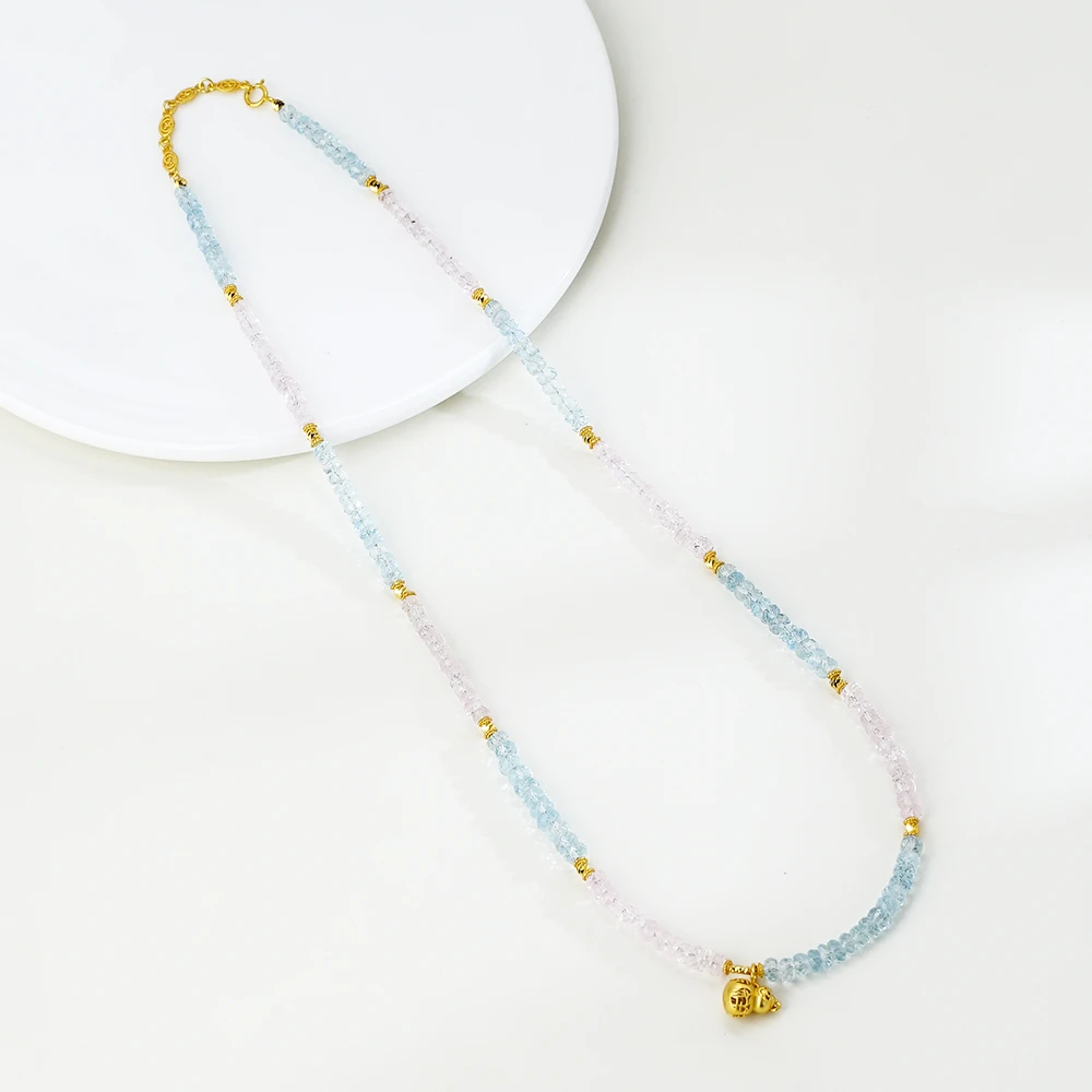 银925海蓝宝摩根石项链（45+3）44265