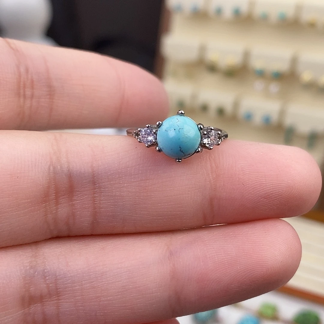 绿松石戒指银S925镶嵌