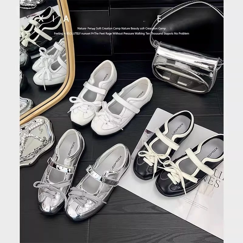 【万象撤柜】增高银色单鞋女2025新款夏季配裙子玛丽珍女鞋子德训鞋