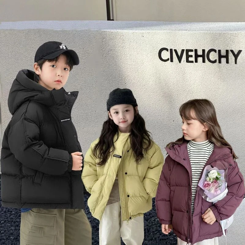 反季儿童加厚加绒羽服新款滑雪保暖洋气纯色时尚中小童冬季防寒服