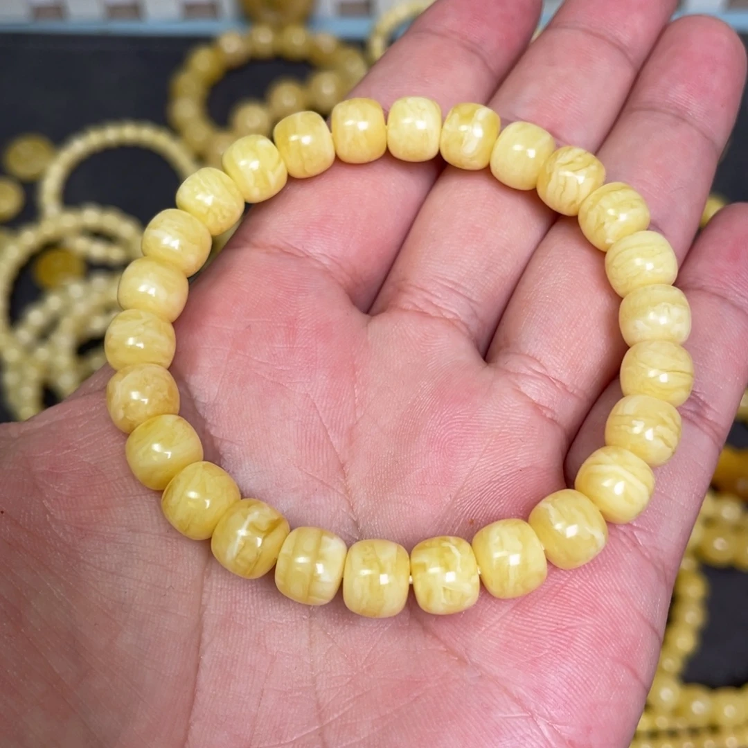 蜜蜡未镶嵌裸石虎皮纹千层雪蜜蜡手串8.8mm