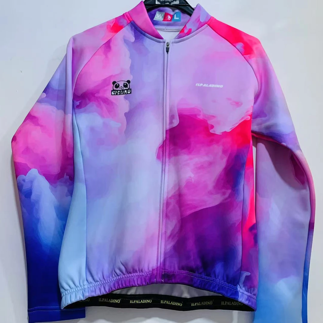 SQ 356【粉蓝晕染小熊 抓绒长袖女士】ILPALADINO专业版骑行服高弹