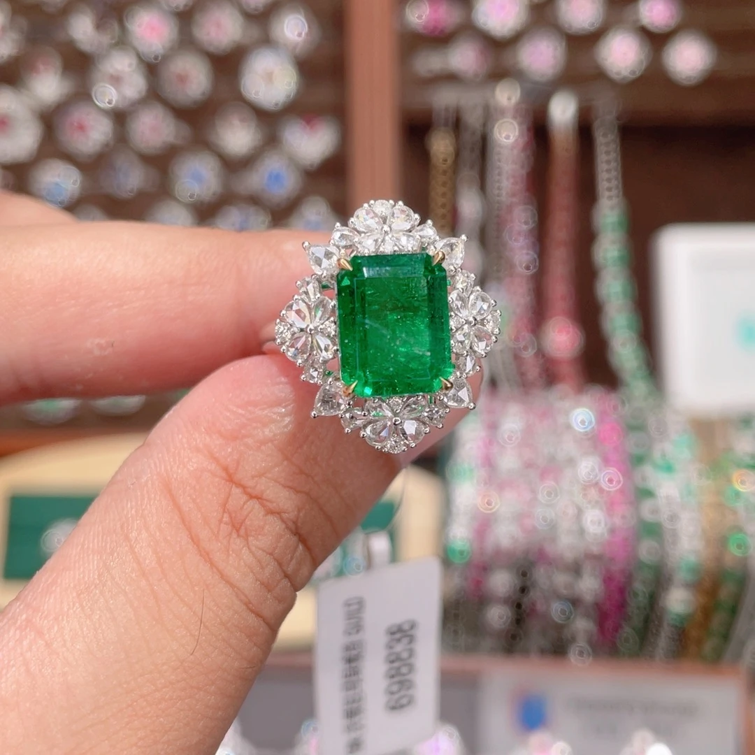 戒指18K金镶嵌祖母绿4.83ct 沃顿两用
