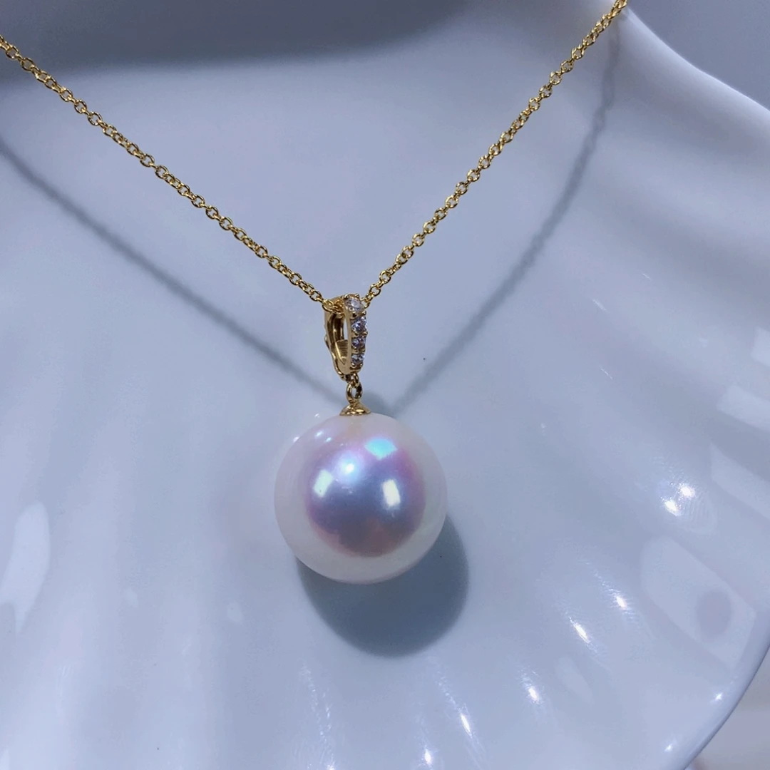 【闪购商品】淡水珍珠18K金镶嵌吊坠(不含链)