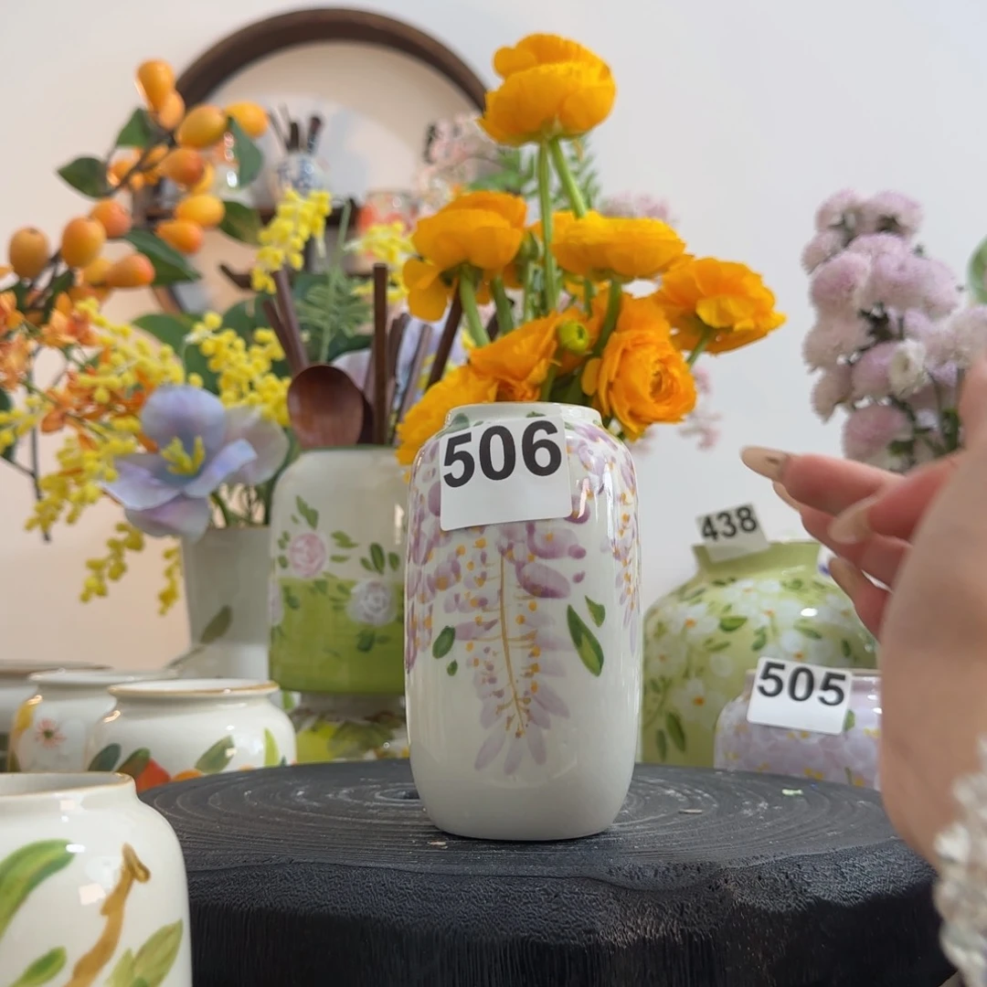 摆件景德镇手作陶瓷花瓶摆件无孔