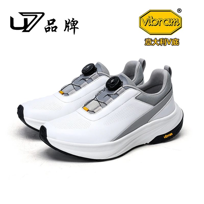 U7品牌男鞋防滑耐磨旋转扣跑步鞋男士时尚百搭超轻软底休闲运动鞋