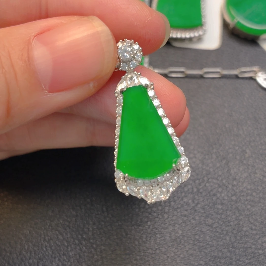 翡翠银S925镶嵌吊坠(不含链)