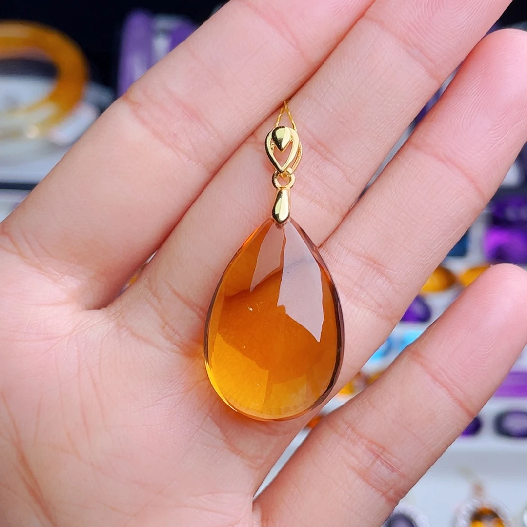 颈饰银S925镶嵌黄晶天然保真