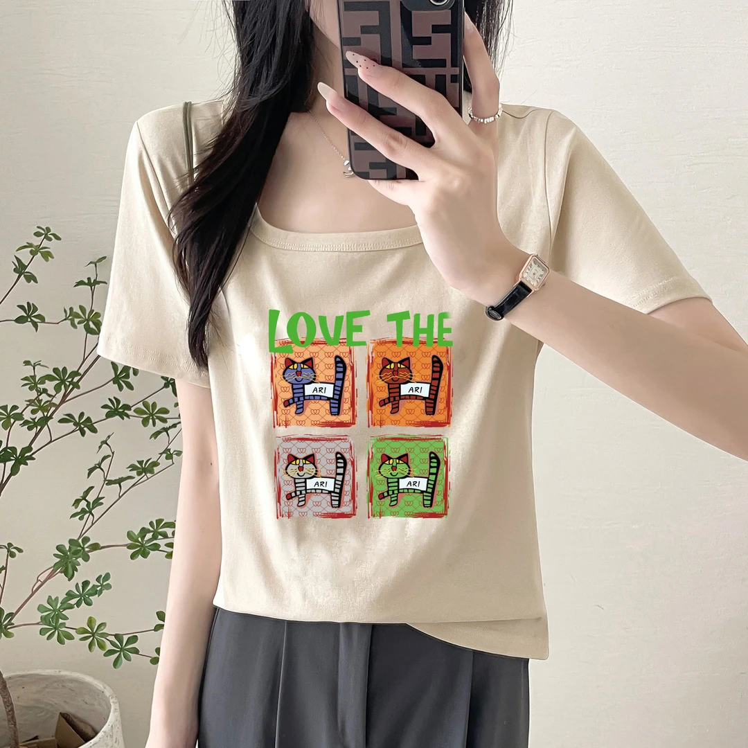 胖妹妹U领宽松t恤200斤大码女装2025夏季新款时尚百搭短袖上衣