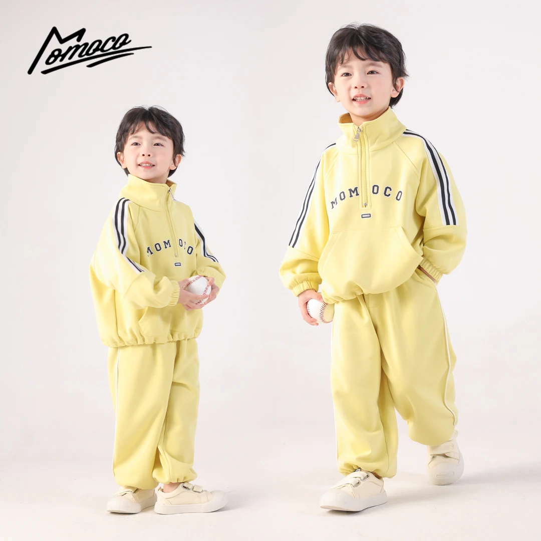 MOMOCO2025款春季男童休闲字母套装时尚两件套77130578005