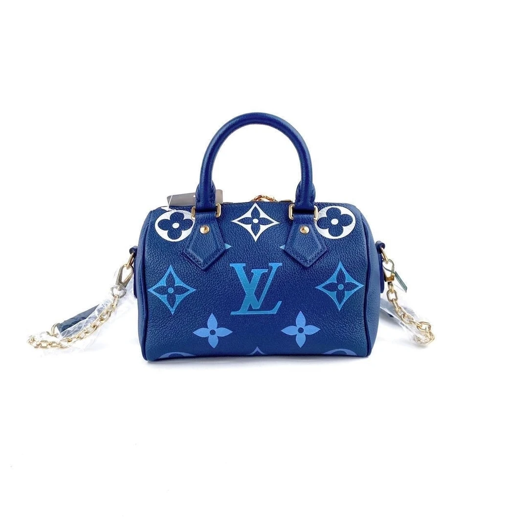 未使用 LouisVuitton/路易威登 芯片款蓝色speedy20单肩包