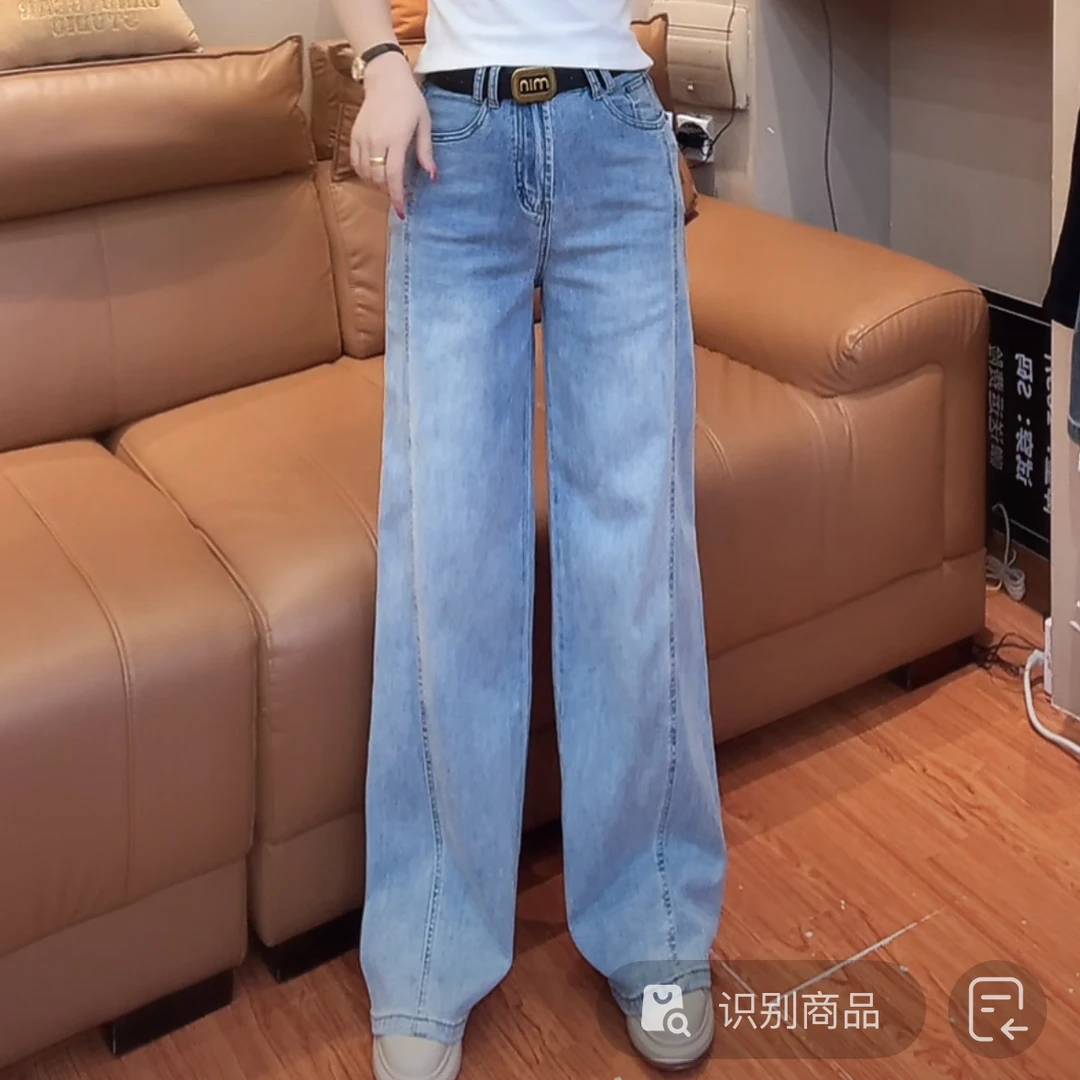 小敏家，夏季新款牛仔裤显瘦直筒裤复古设计时尚长裤