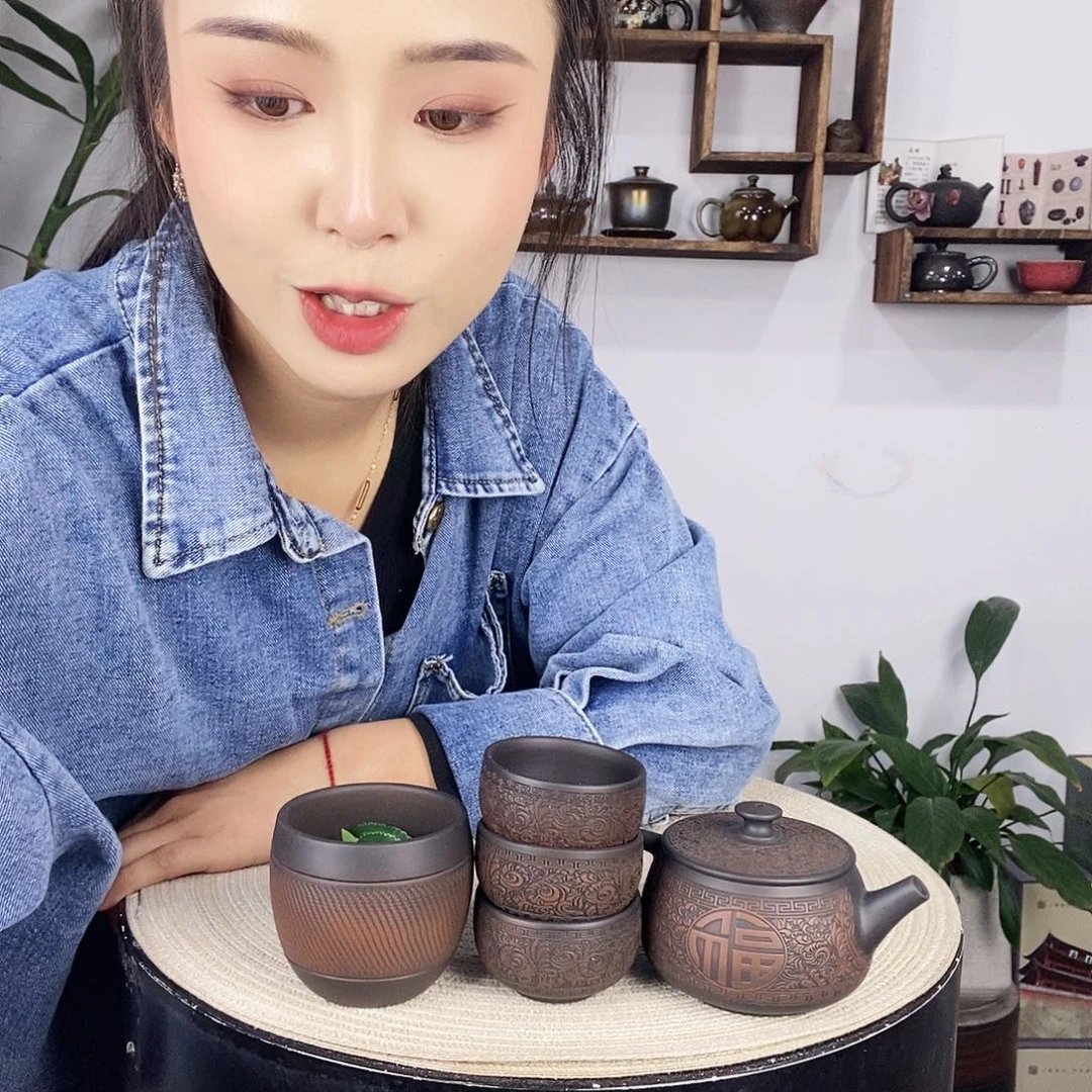 壶D***丶建水紫陶唐草一壶三客，一轮回主