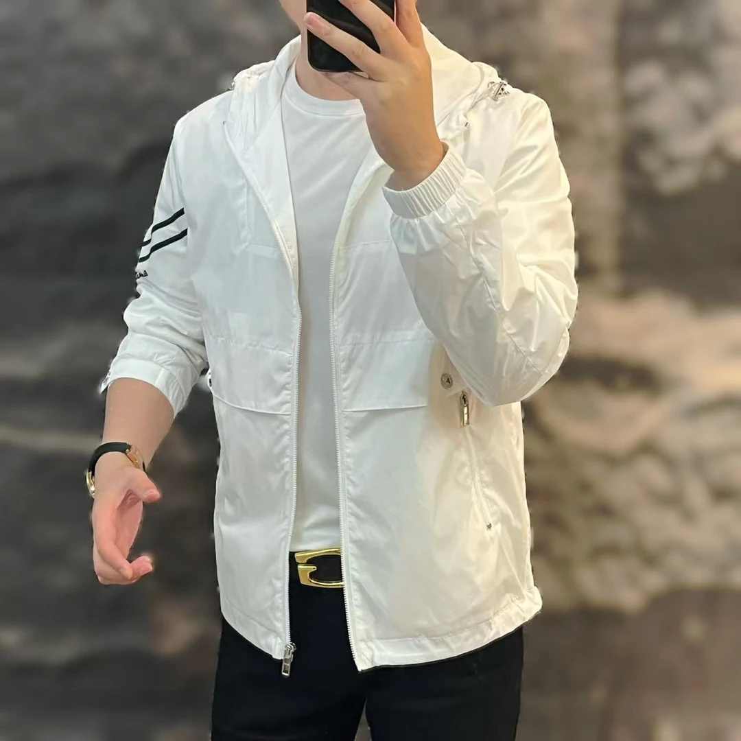 新款高端男士潮流百搭个性休闲连帽夹克PK-8425