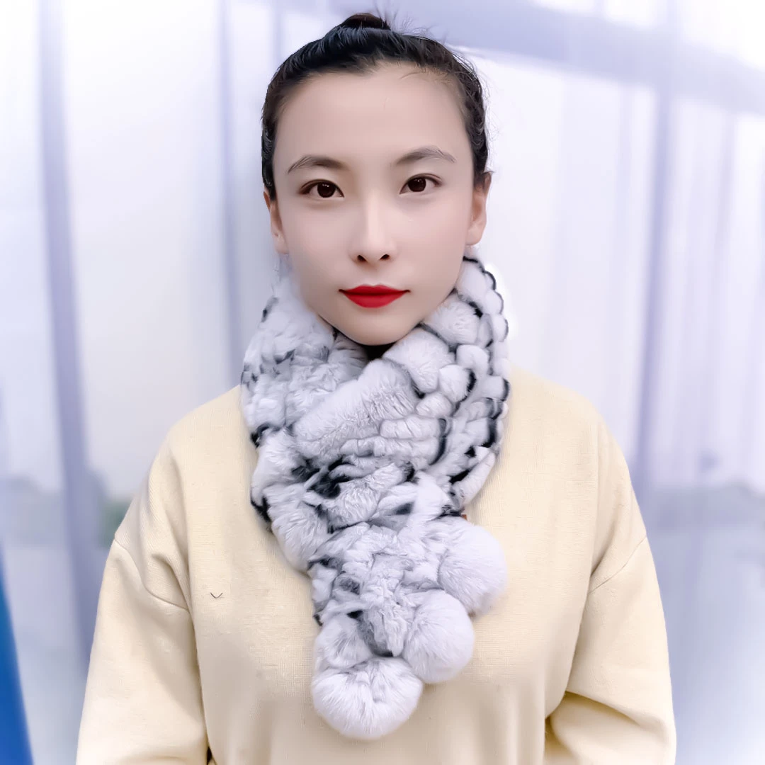 獭兔毛围巾女真毛冬季新款韩版流苏保暖兔毛皮草围脖双面加厚围巾