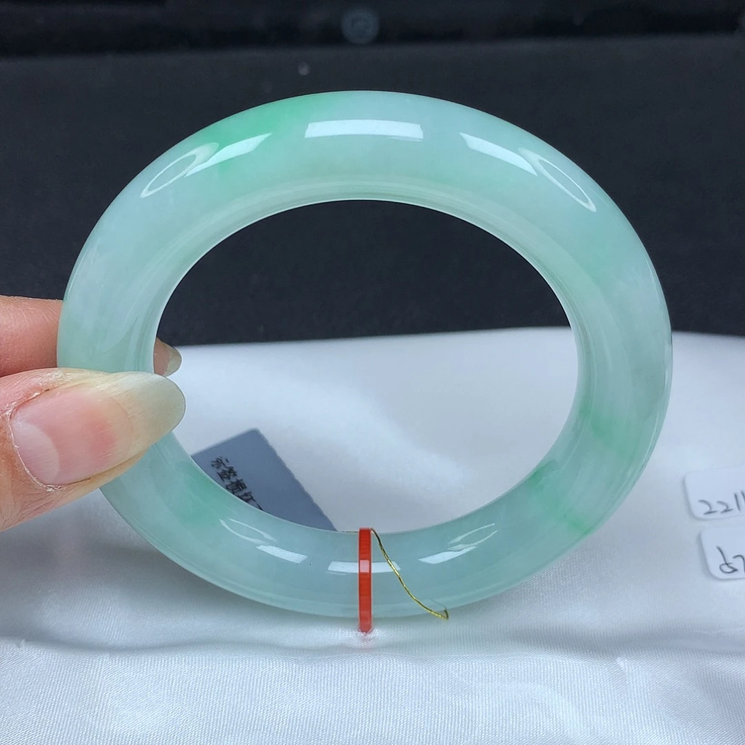 翡翠未镶嵌手镯57胖圆092