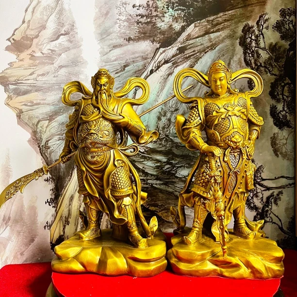 黄铜伽蓝菩萨关公韦陀菩萨护法供奉家用佛堂客厅摆件桌面家用