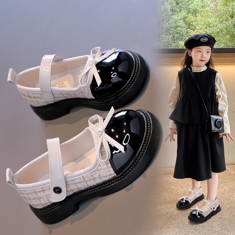 女童公主鞋春秋新款小女孩小皮鞋小香风时尚单鞋中大童演出豆豆鞋
