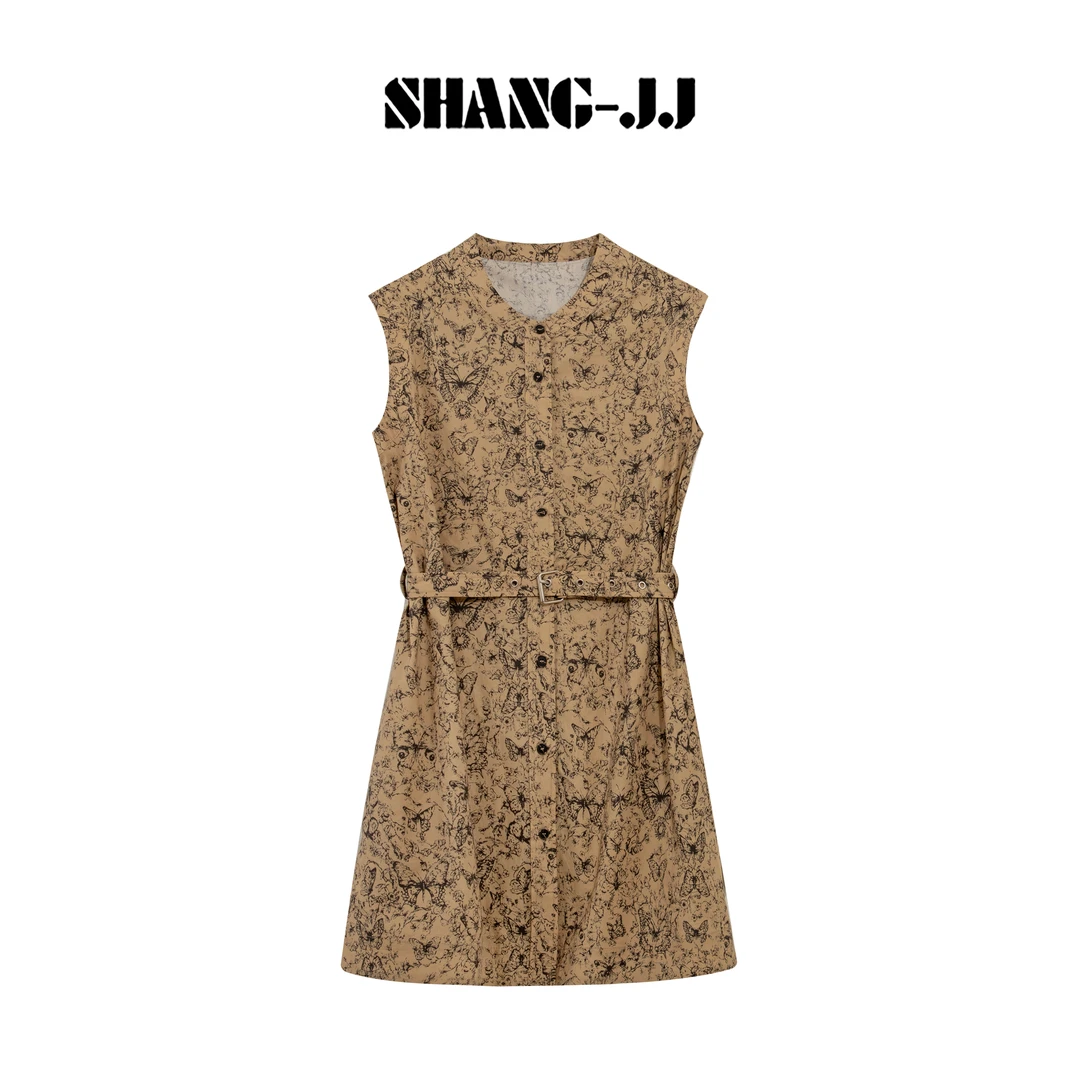 SHANG-JJ【复古蝴蝶】25ss新款满分精梳棉秀场气质连衣裙q134175p