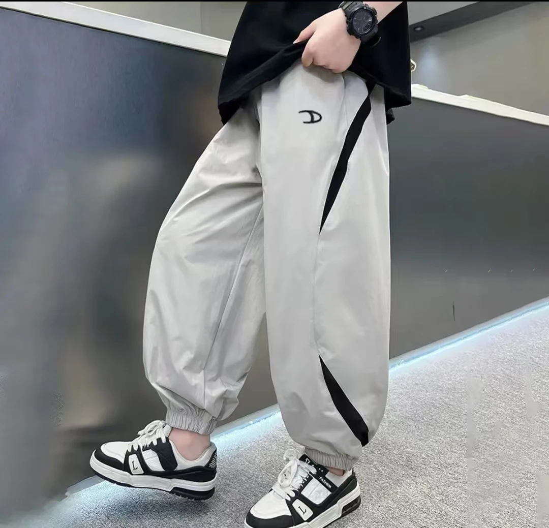 [清货速干】儿童拼色工装裤夏款男女童长裤春装韩版时尚中大童裤子