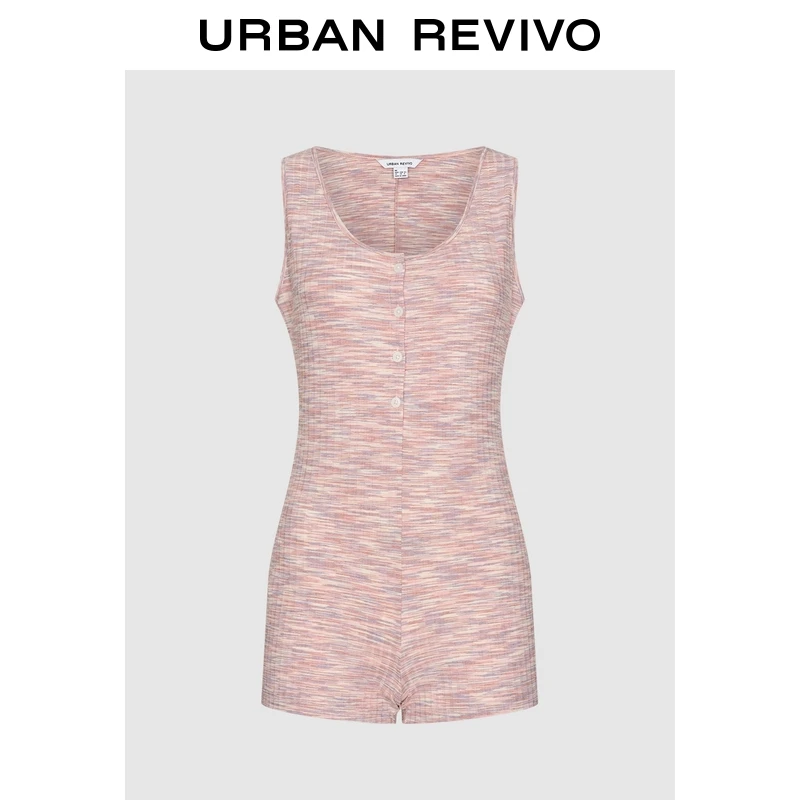 UR2025夏季新款女装简约休闲纯色无袖连身裤UIY650013