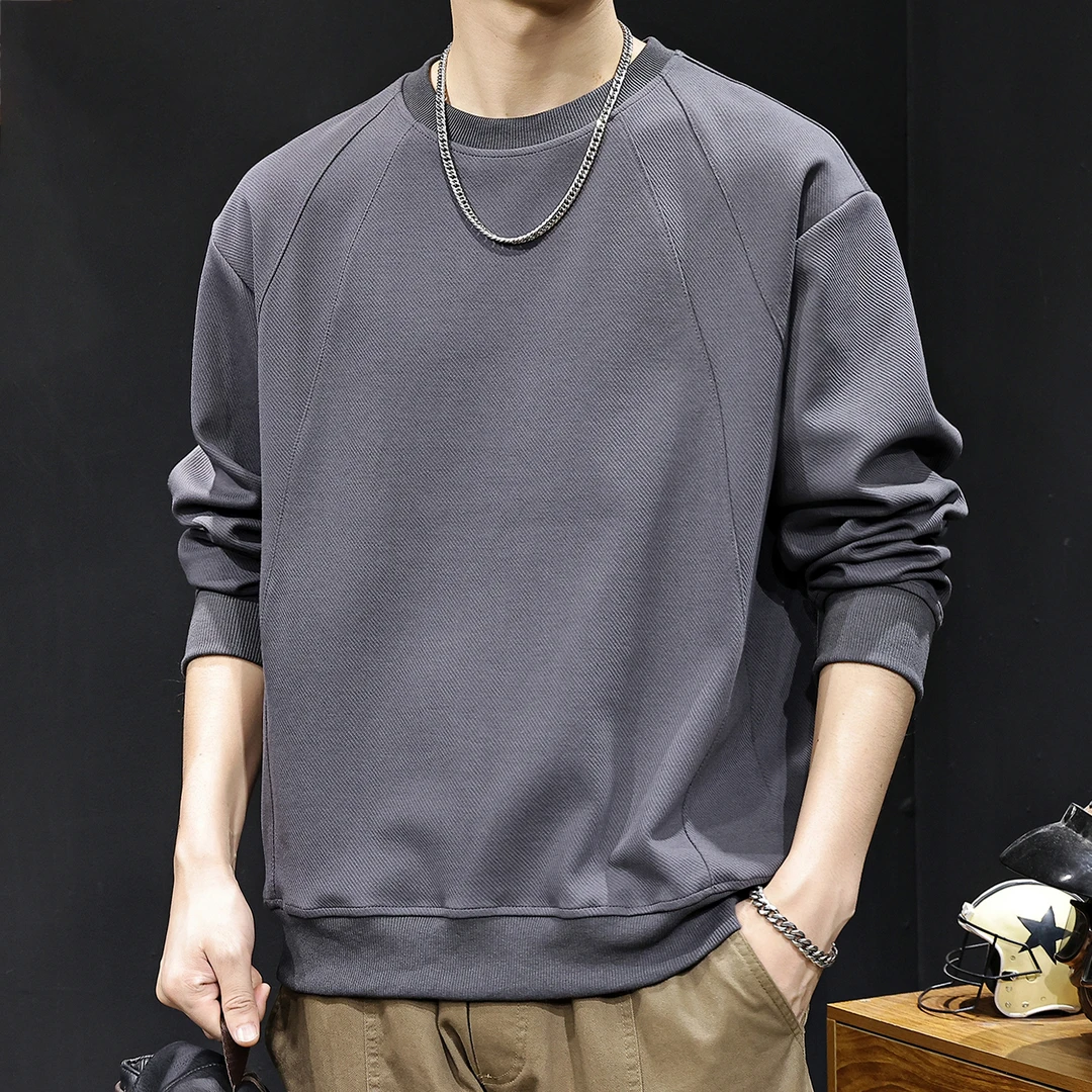 U&PURA插肩袖拼接纹理感卫衣男士秋季2025新款高端潮牌大码百搭