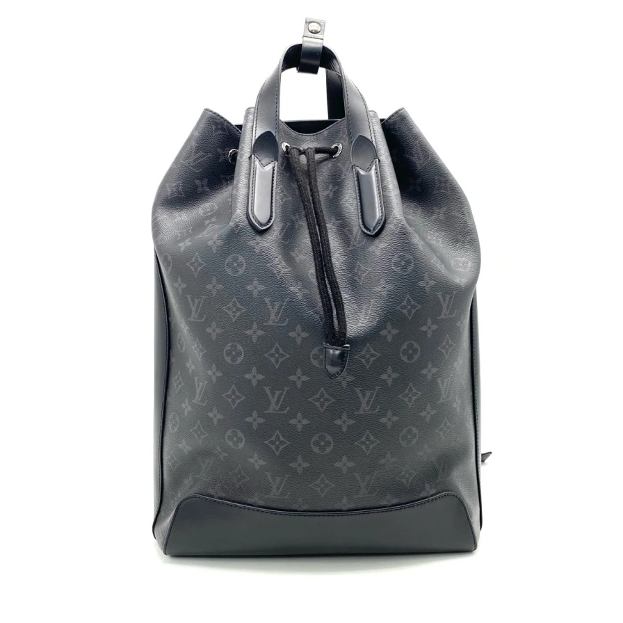 95新 LouisVuitton/路易威登 黑老花抽绳双肩包 尺寸30/45