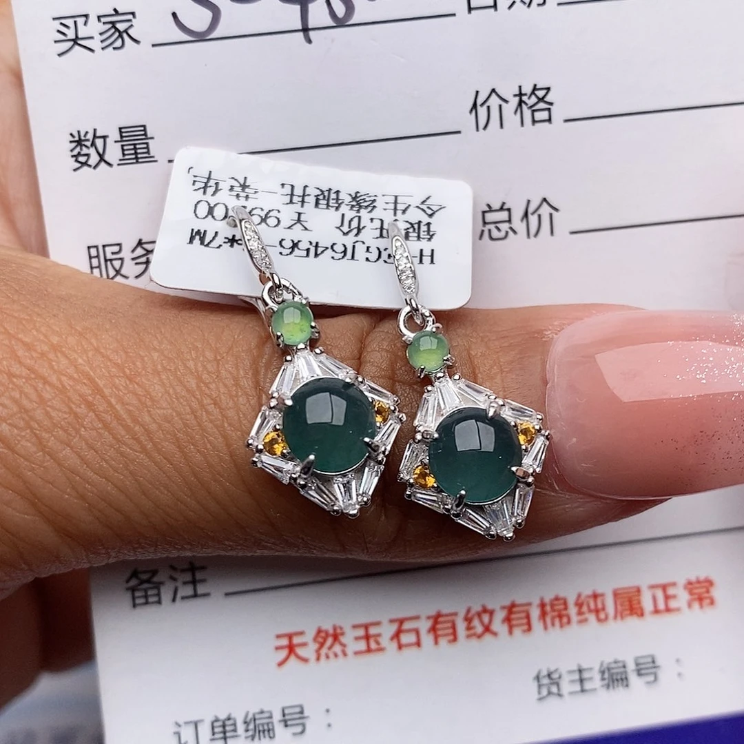翡翠戒指银S925镶嵌L**a耳饰