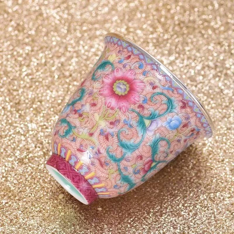 花开盛世珐琅彩陶瓷功夫茶具中式手工品茗喝茶杯子茶杯