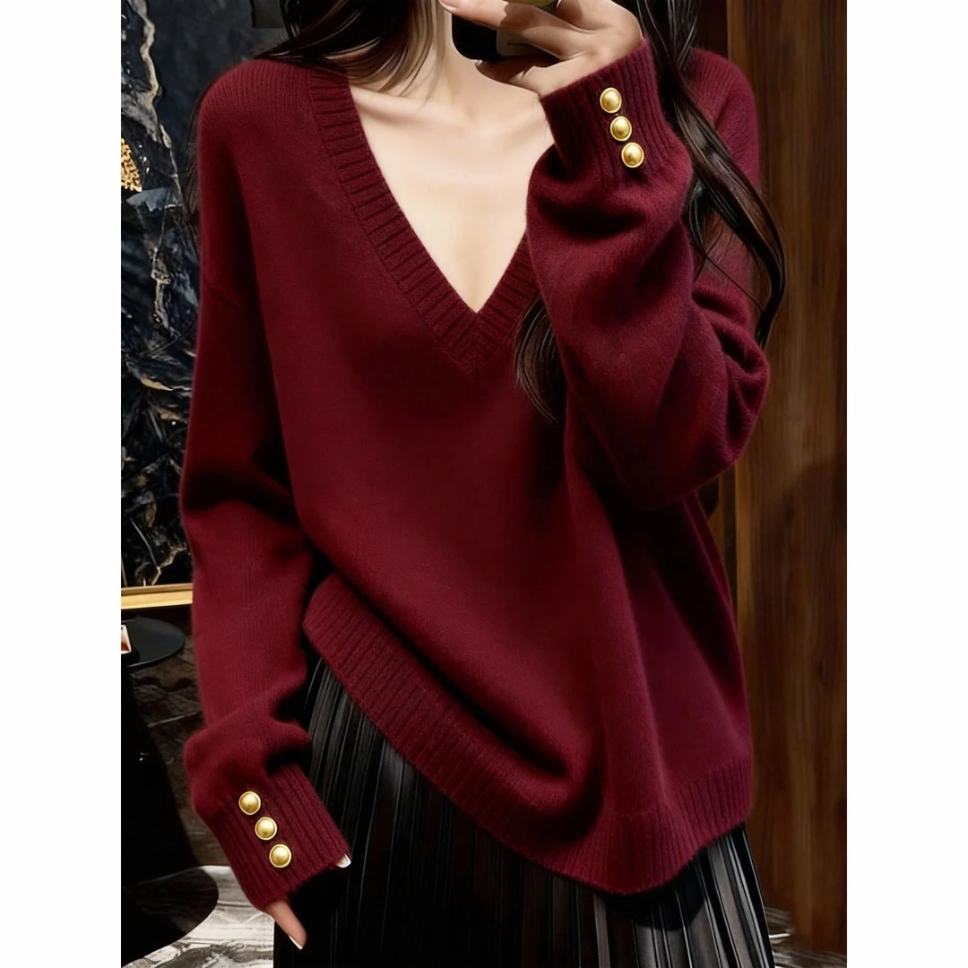 针织衫女装2025秋冬季新款网红高端时尚气质小资显瘦长袖V领毛衣