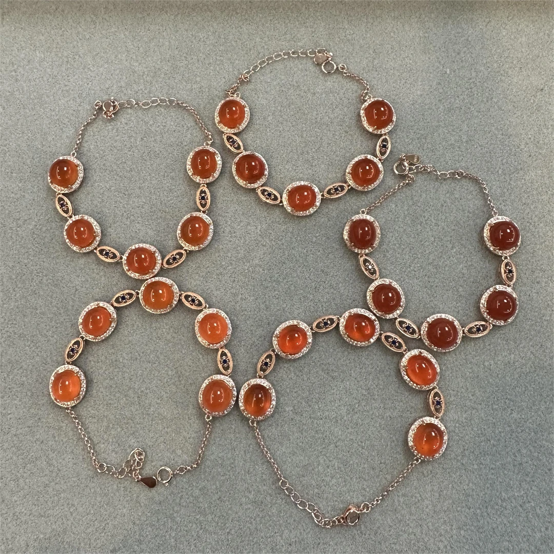 925银亚克力手链 S925银红色精美百搭手链#5360