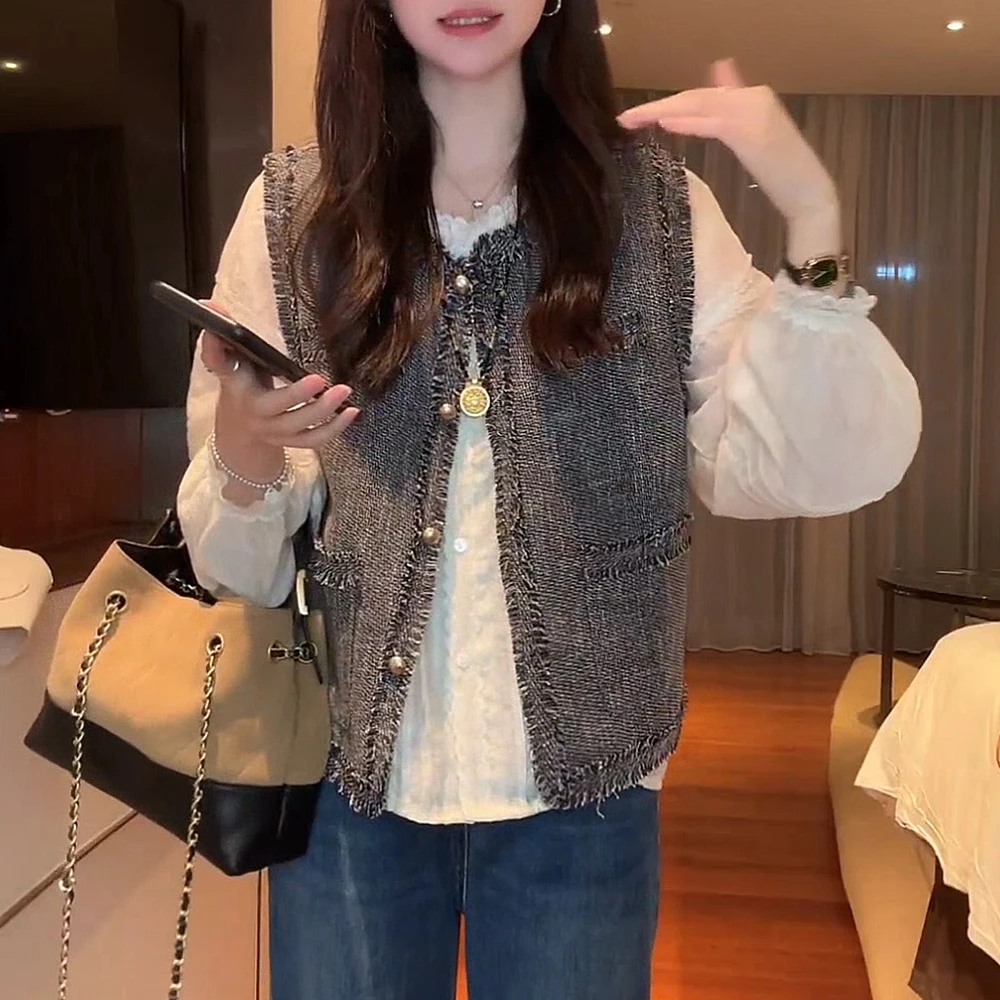 轻奢高级感马夹外套气质时尚流苏边小香风马甲女款2025潮流外穿Y