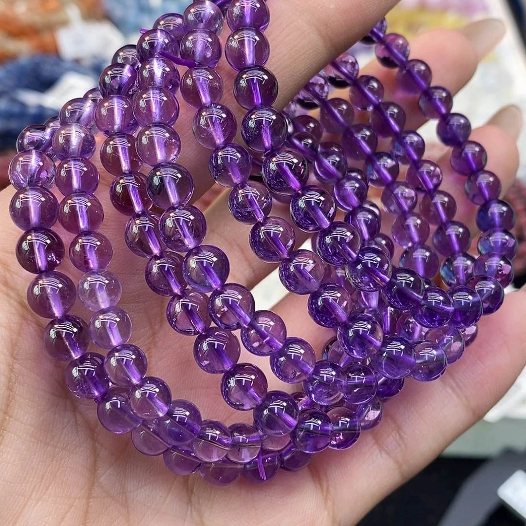 未镶嵌手链水晶巴西紫水晶7+