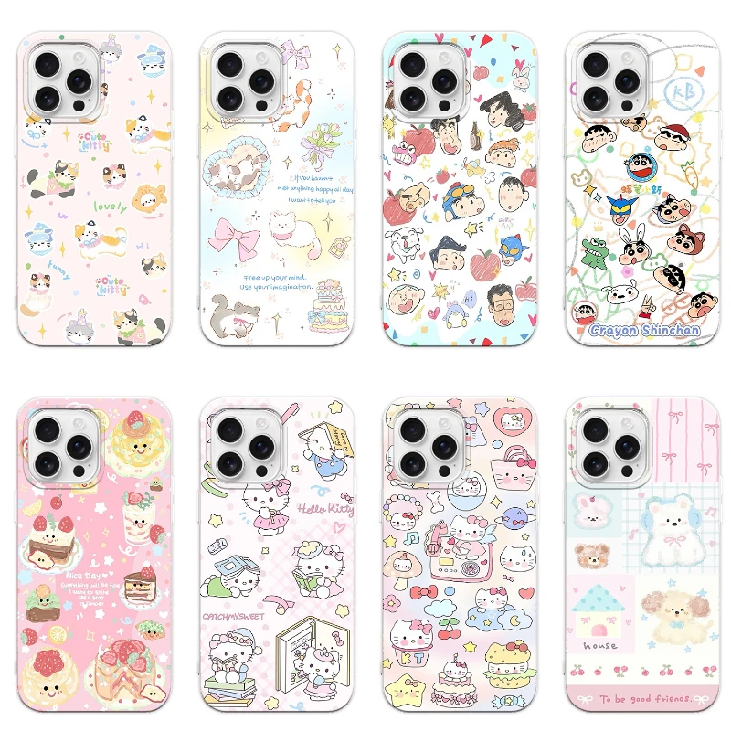 可爱卡通韩风爱心圆边简约圆边手机壳适用于苹果机型