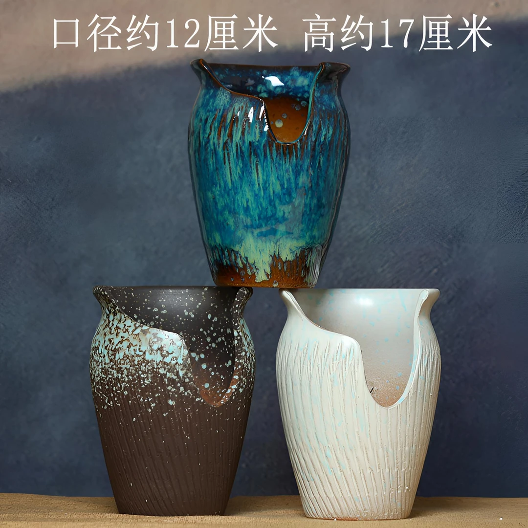 缺口多肉花盆透气粗陶悬崖庭院老桩盆栽简约家用高切口有孔紫砂