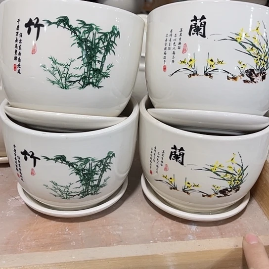 多肉绿植陶瓷花盆9.9包邮，有孔