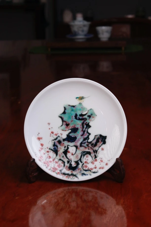 玉泥胎手工制作太湖石赏盘壶承高温颜色釉绘画