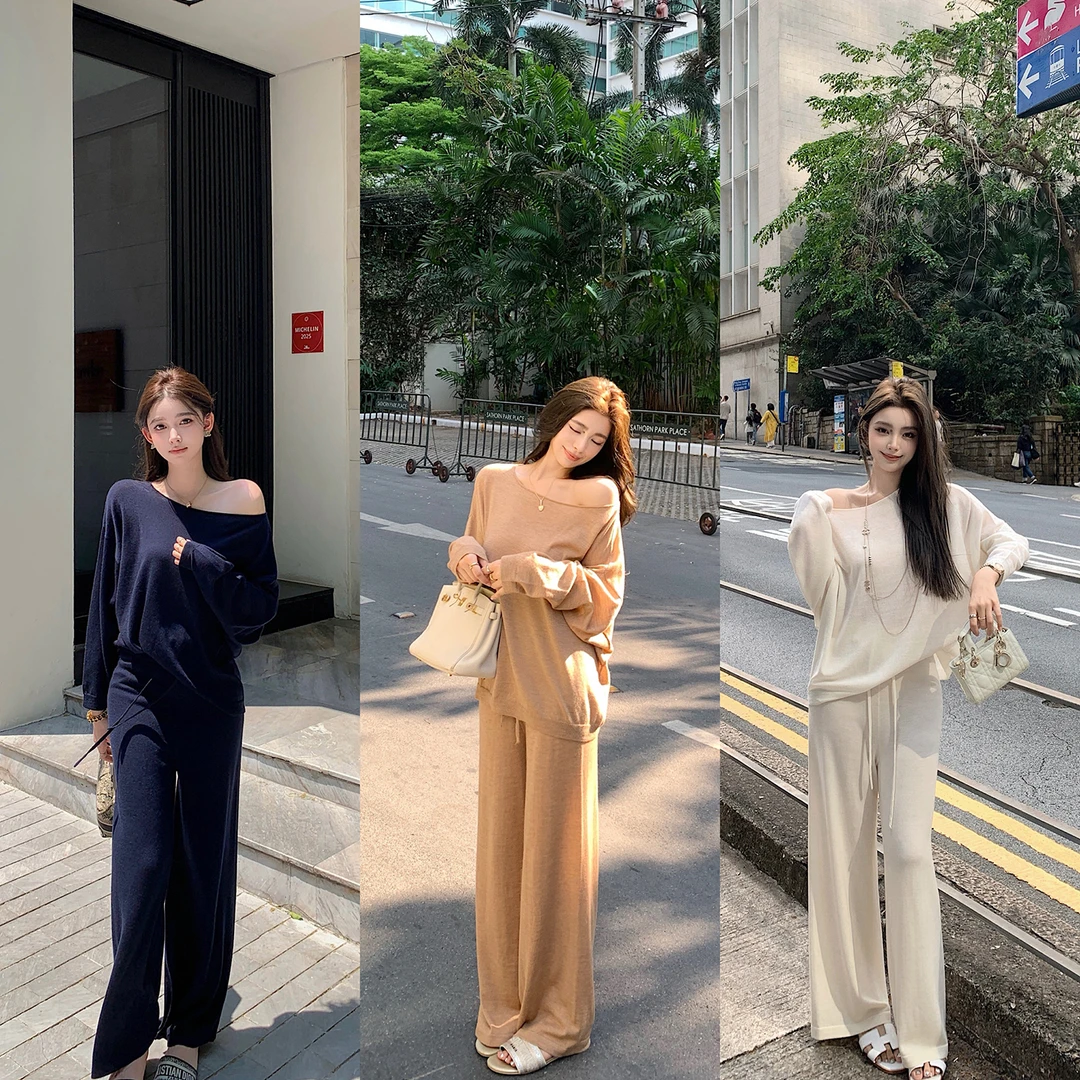 "气质慵懒纸片人"松弛感女人蕞好的医美！100精纺羊毛斜肩套装