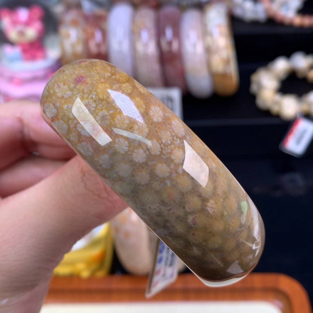 硅化珊瑚（珊瑚玉）未镶嵌手链62号57.4圈彩莫奈