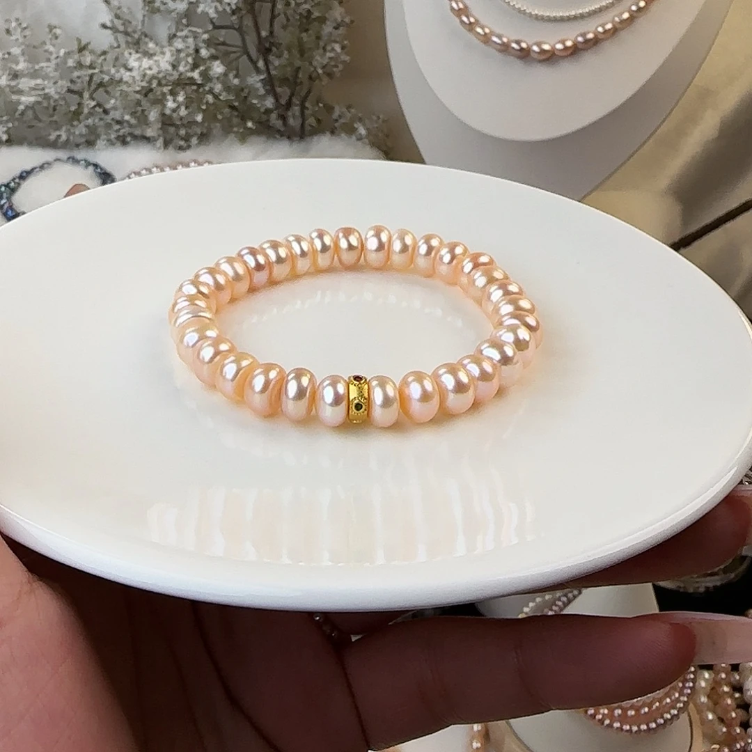 未镶嵌淡水珍珠手绳8-9mm微微瑕