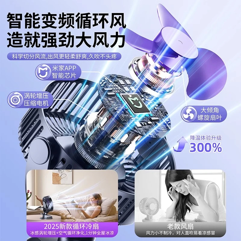 空气循环扇桌面电风扇家用宿舍办公室小型静音大风力电扇