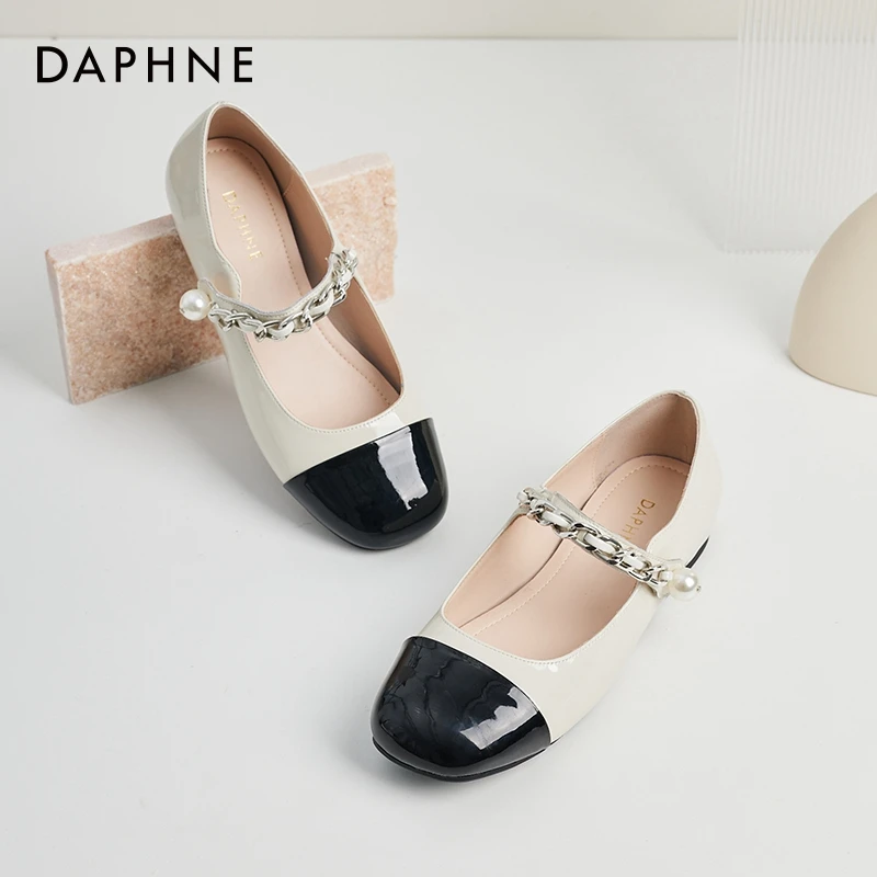 达芙妮玛丽珍女鞋2025新款夏季法式小香风绝美不累脚真皮平底单鞋