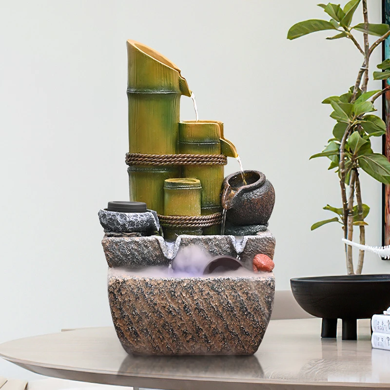 新中式流水摆件办公室客厅玄关装饰循环水景风水轮乔迁开业送礼