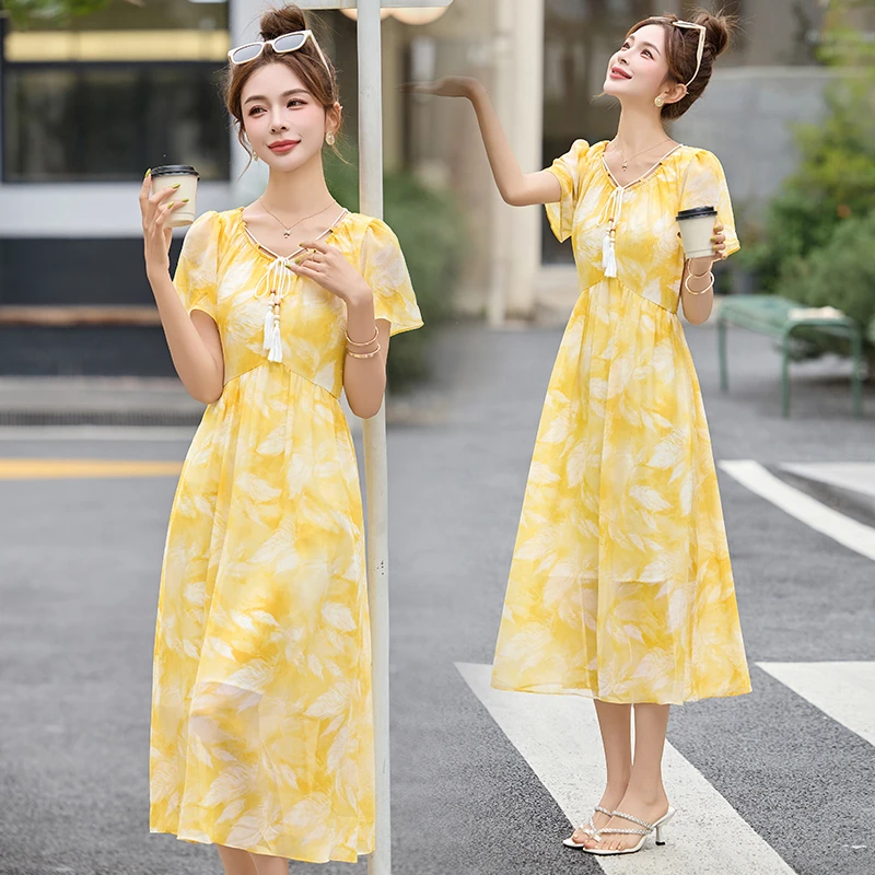 连衣裙女装2025夏装夏天衣服新款韩版时尚气质休闲中长款连衣裙子