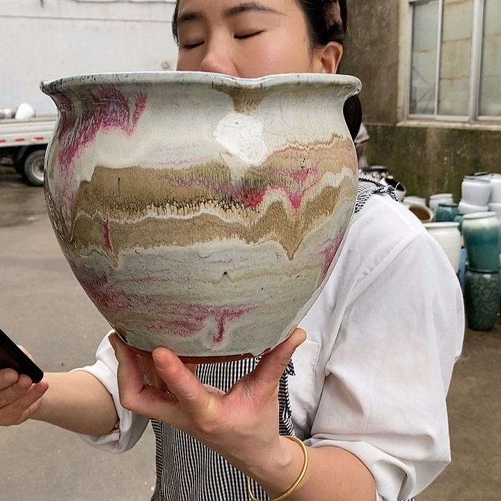 紫砂花盆瑕疵口20高18